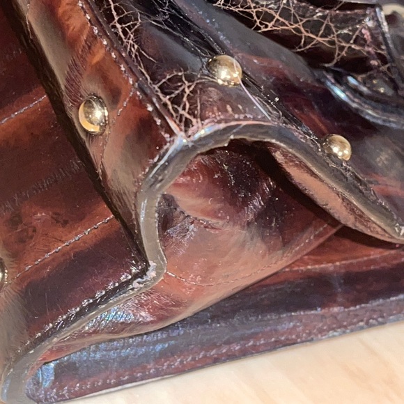 Dolce & Gabbana Studs Burgundy Brown Exotic Leather Bag - Picture 7 of 12